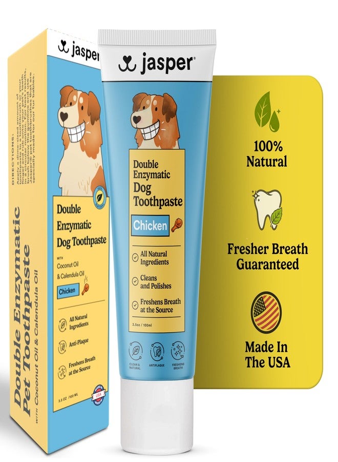 Jasper Dog Toothpaste Double Enzymatic - Plaque Remover for Teeth, Whitens Teeth, Freshens Canine Breath Natural Pet Toothpaste, Chicken/Poultry Flavor 3.5oz - Image 1